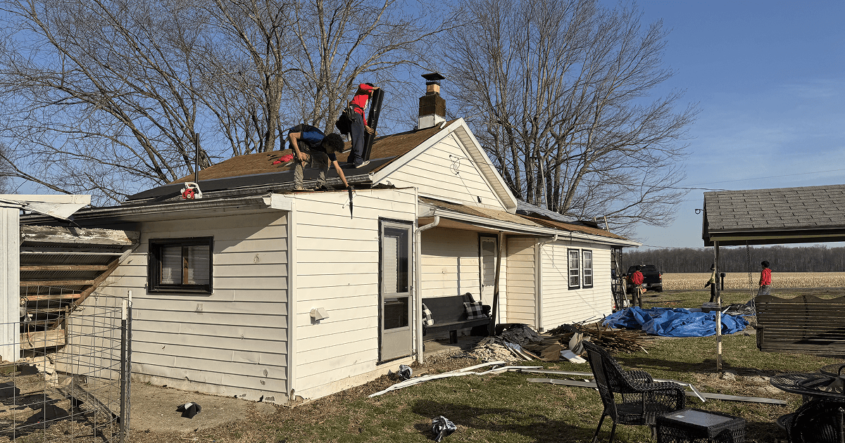 Gutters on a house being replaced by Brothers Who Roof and Construction