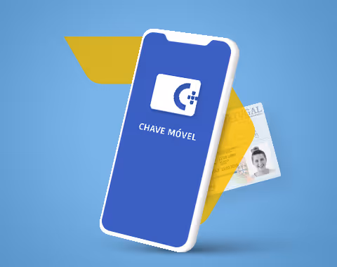 Pantalla de inicio de sesión digital de Chave Móvel en un smartphone que muestra un proceso de autenticación digital seguro