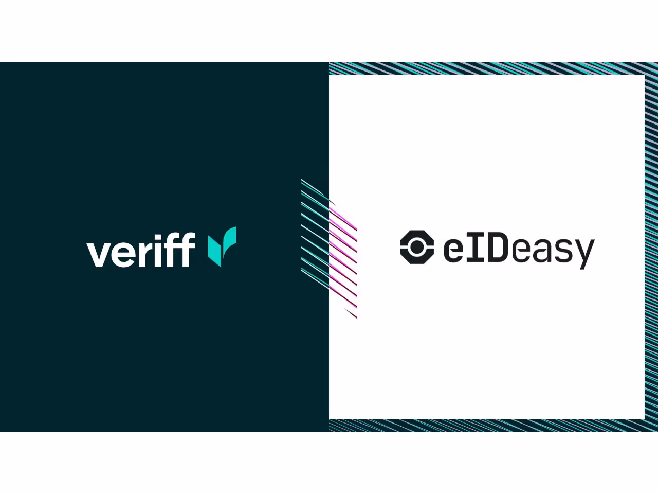 Logotipos de Veriff y EIDeasy sobre un fondo de concepto de verificación de identidad digital