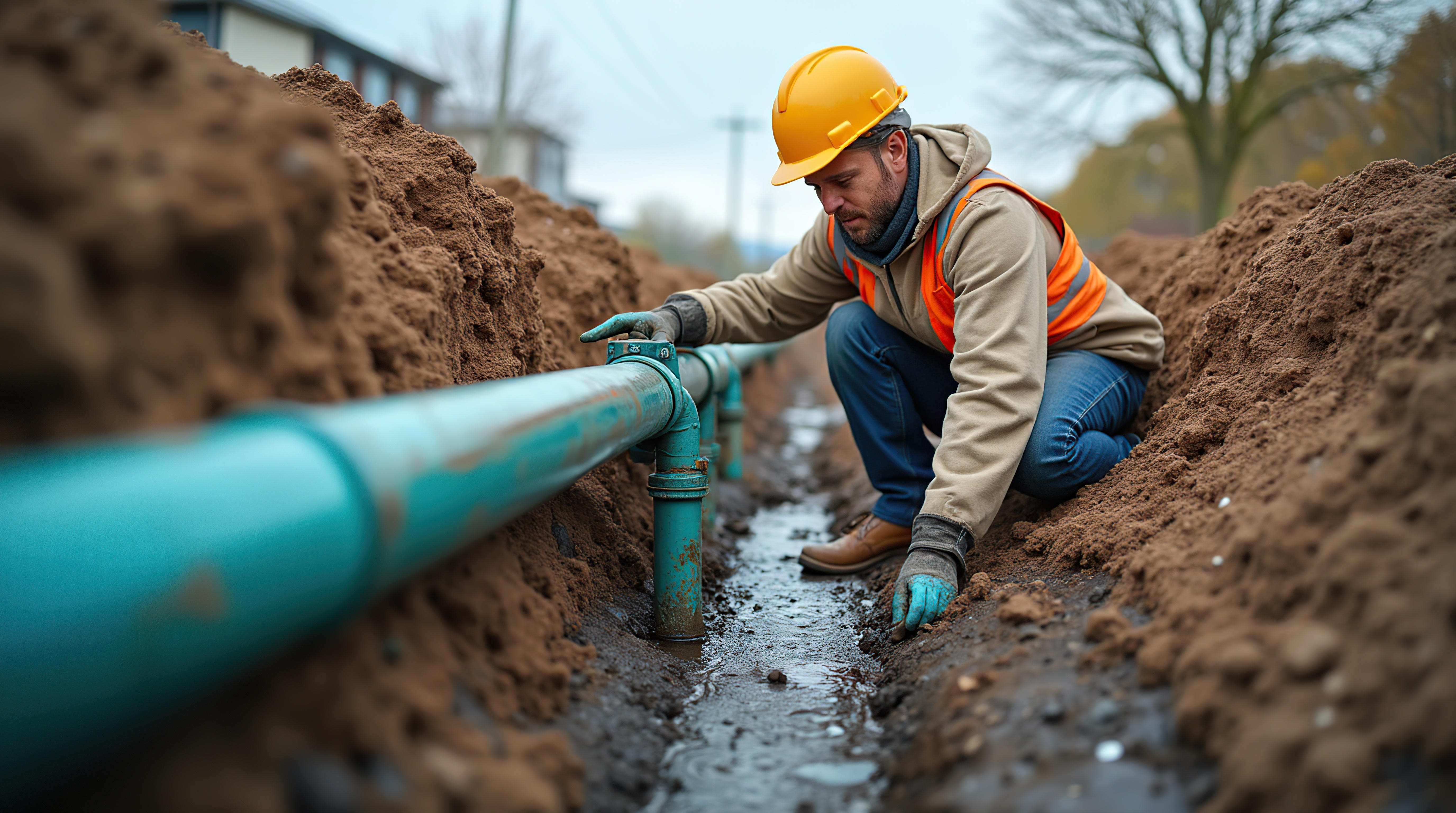 Pipeline inspection on a utility construction site related to M&A activity