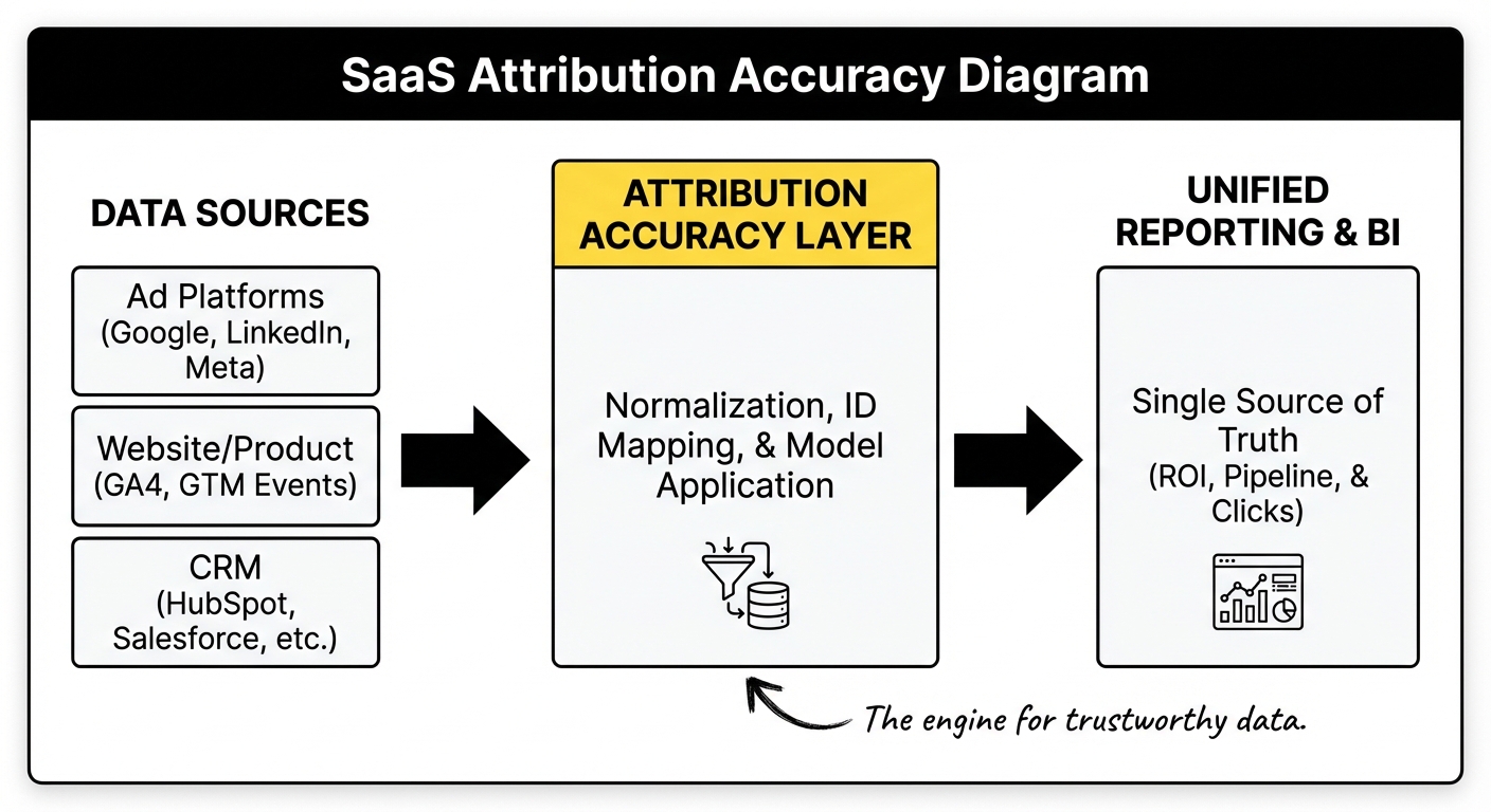 SaaS Attribution Accuracy Diagram