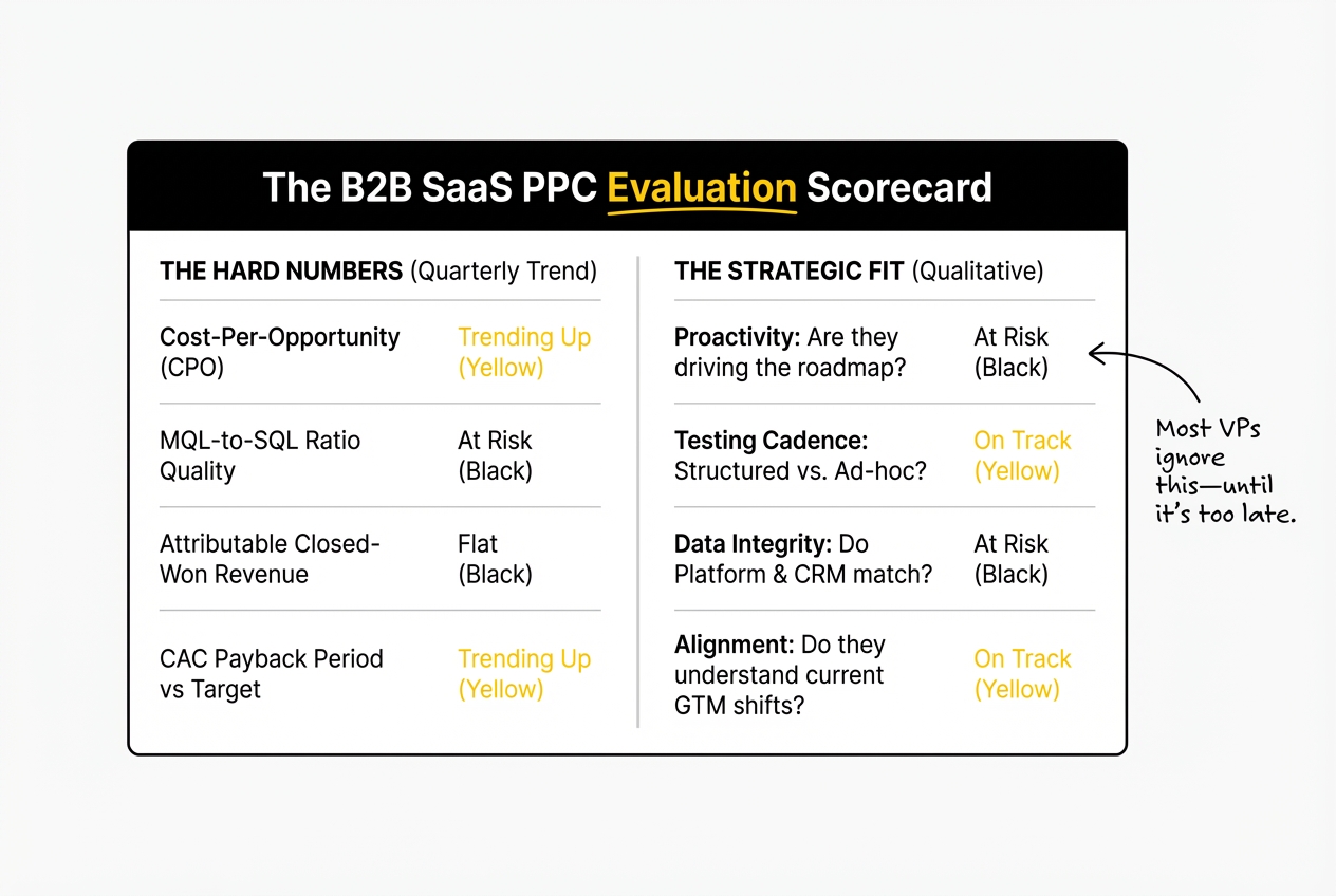 b2b saas ppc evaluation scorecard