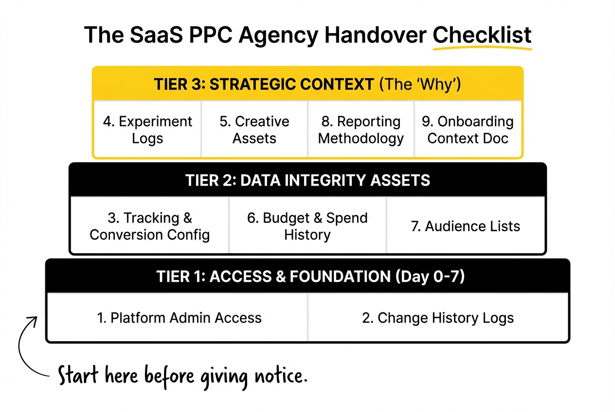 saas ppc agency handover checklist