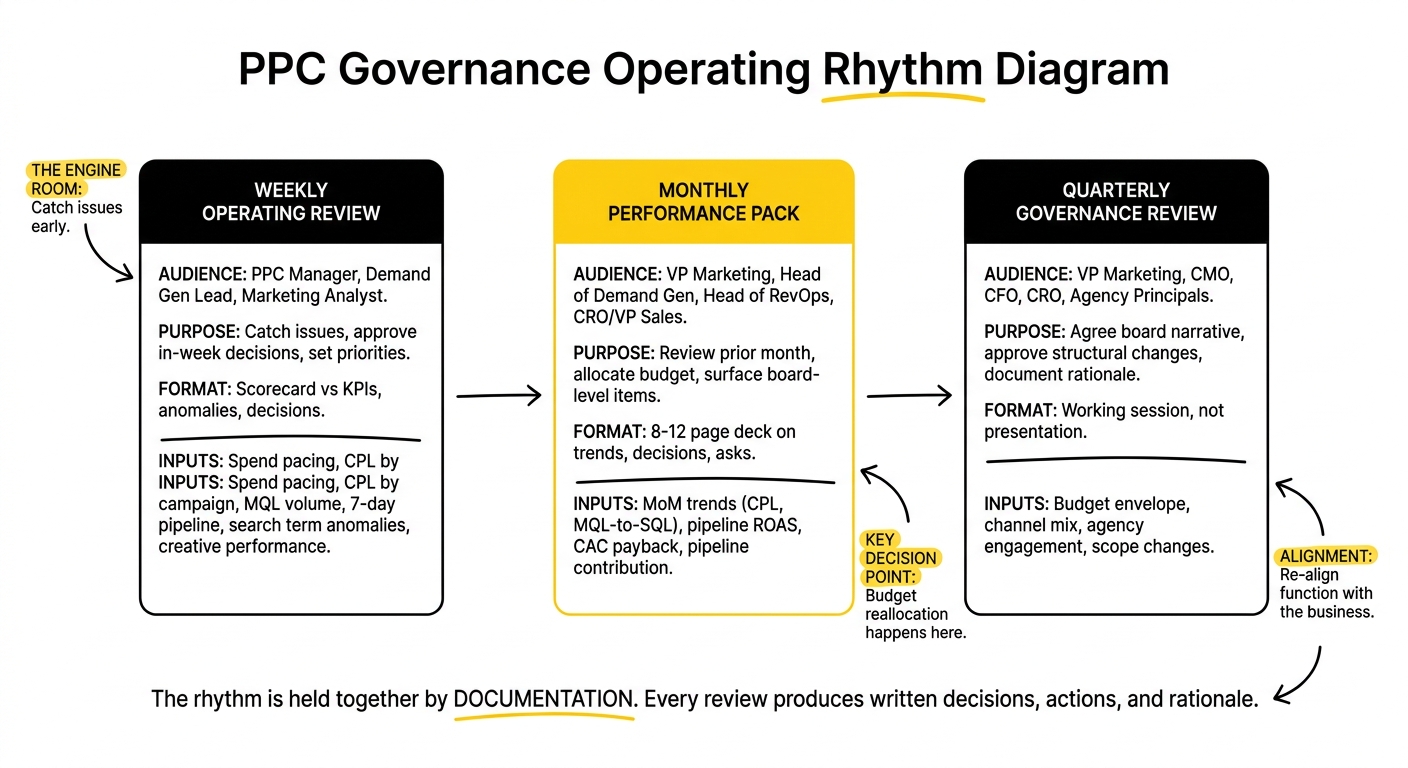 PPC Governance Operating Rhythm Diagram