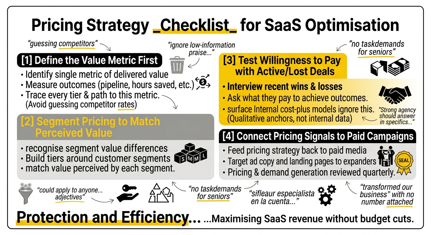 SaaS pricing strategy rollout checklist for growth-stage teams