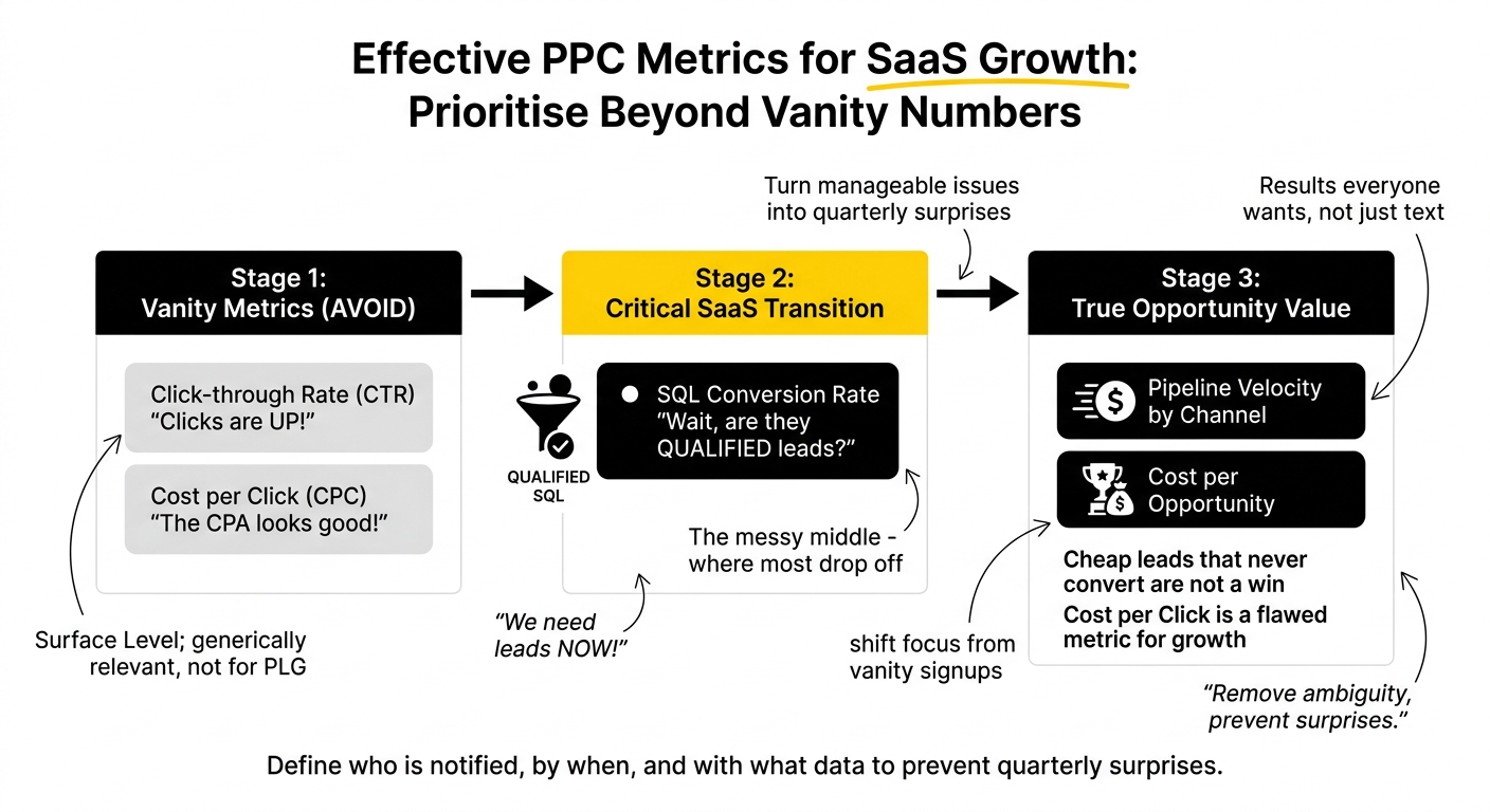 Lead qualification criteria card for SaaS PPC metrics beyond vanity numbers