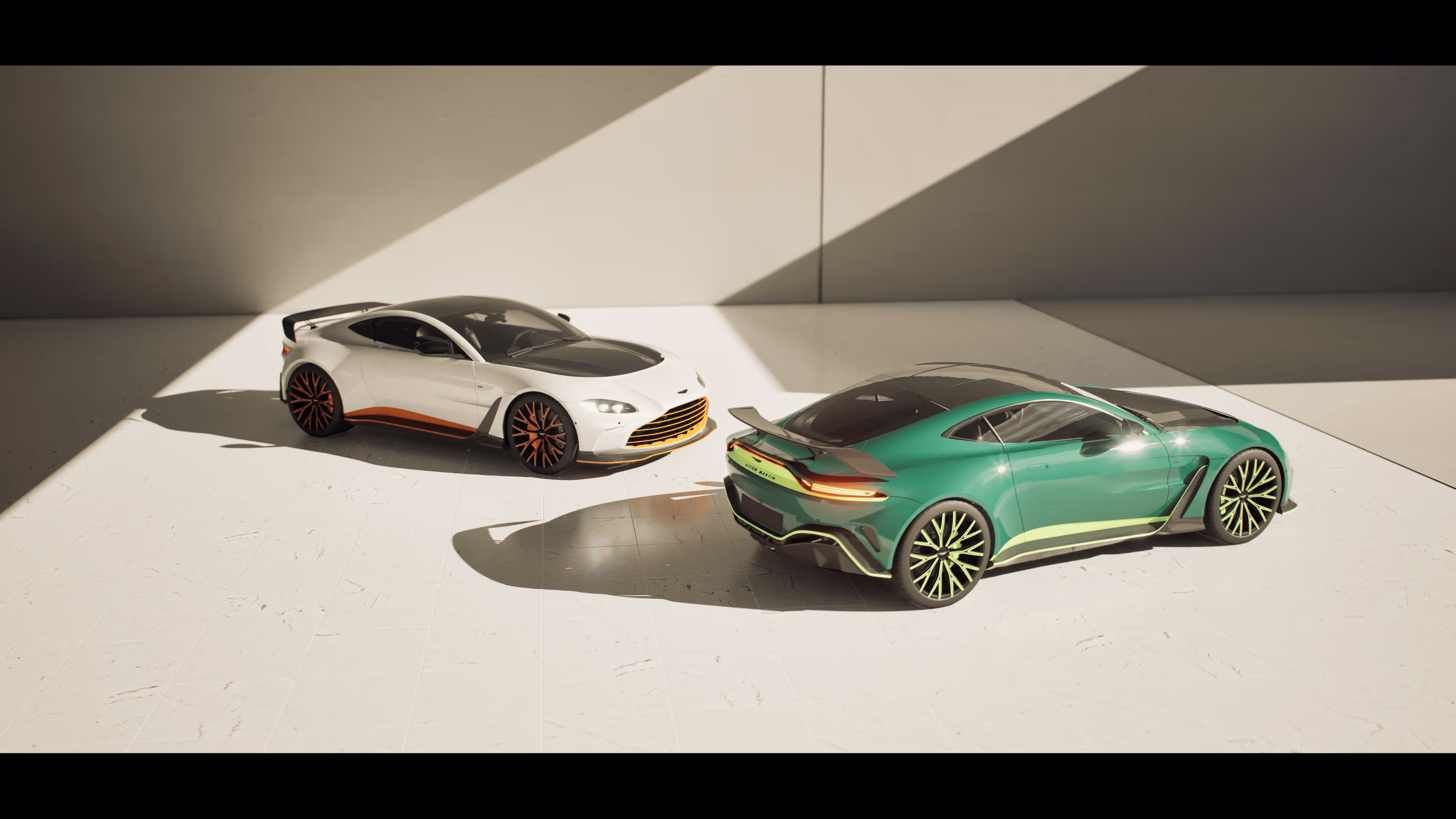 Aston Martin Vantage render both colors context