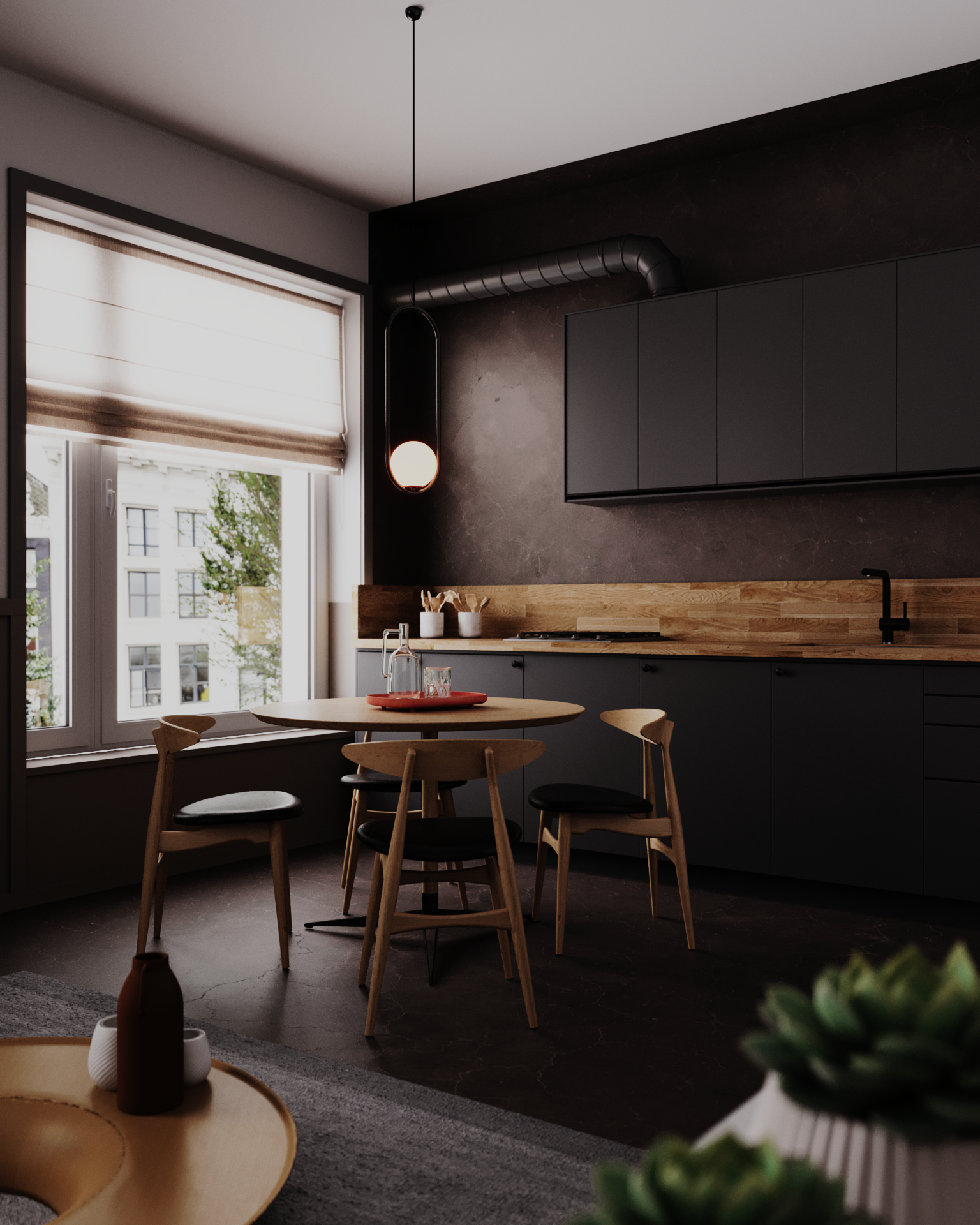 apartment outcast kitchen interior render architectural visualitzation