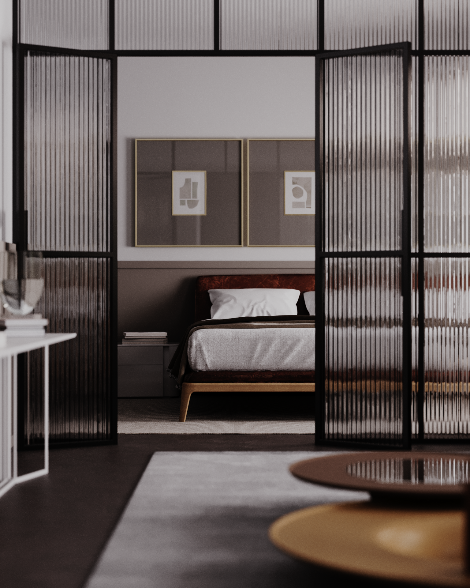 apartment outcast bed interior render architectural visualitzation