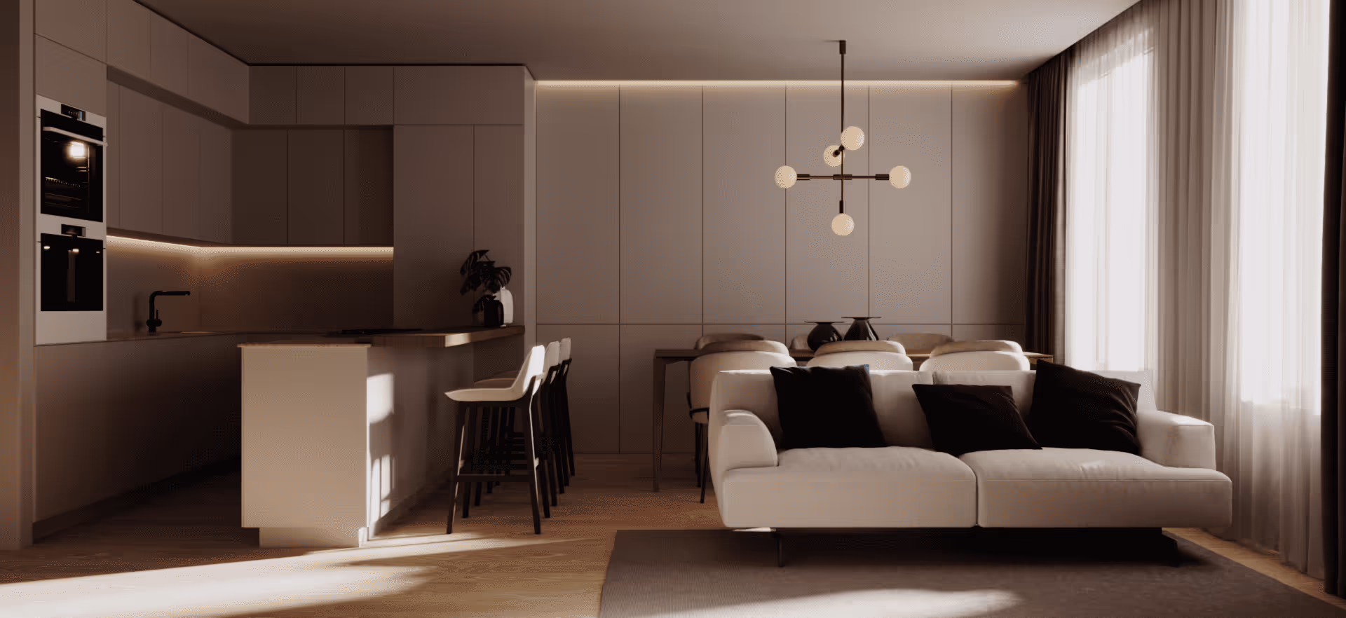 flat sol interior render architectural visualitzation