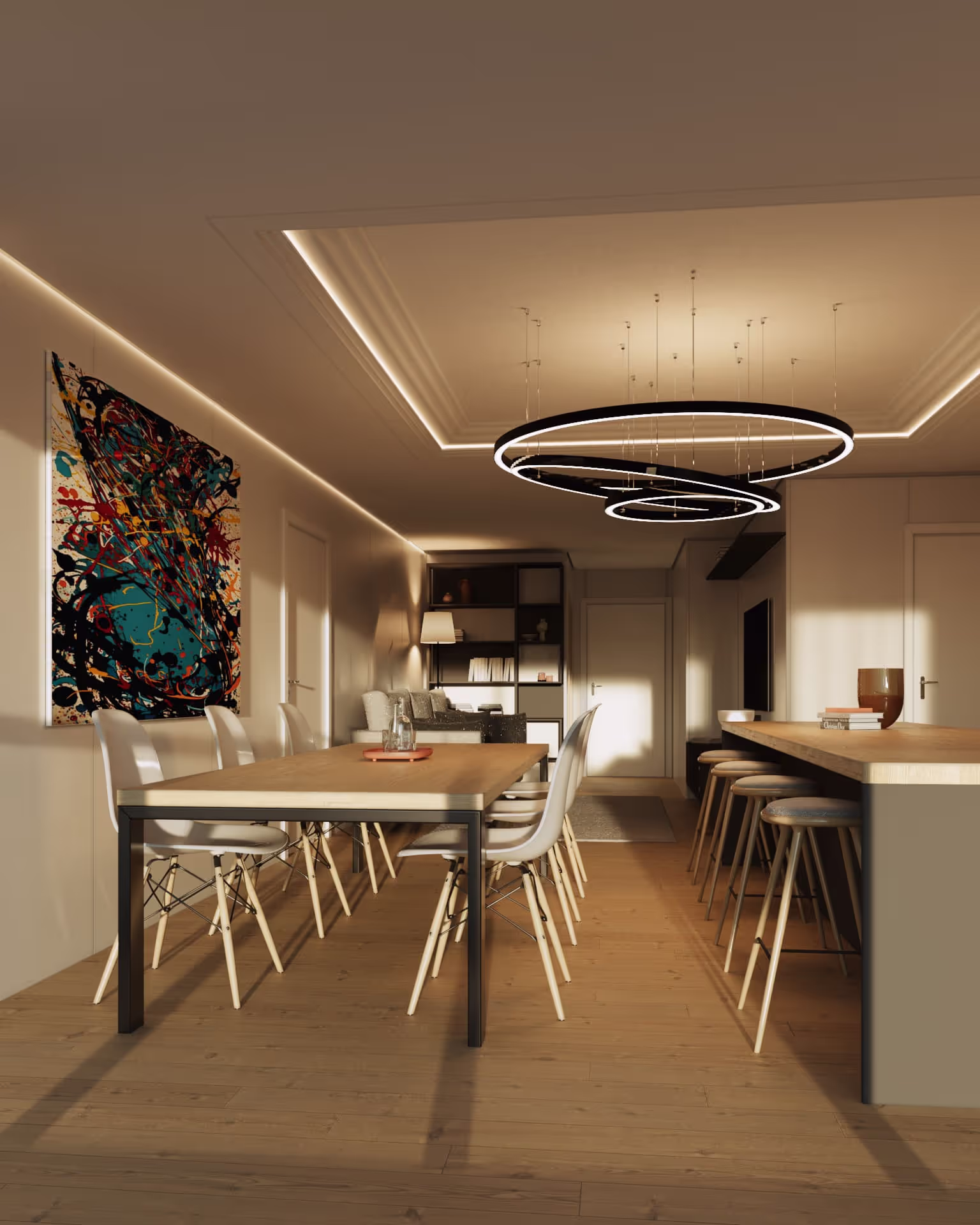 modern office table interior render architectural visualitzation