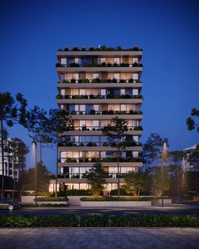 Kaisergarten exterior night render architectural visualitzation