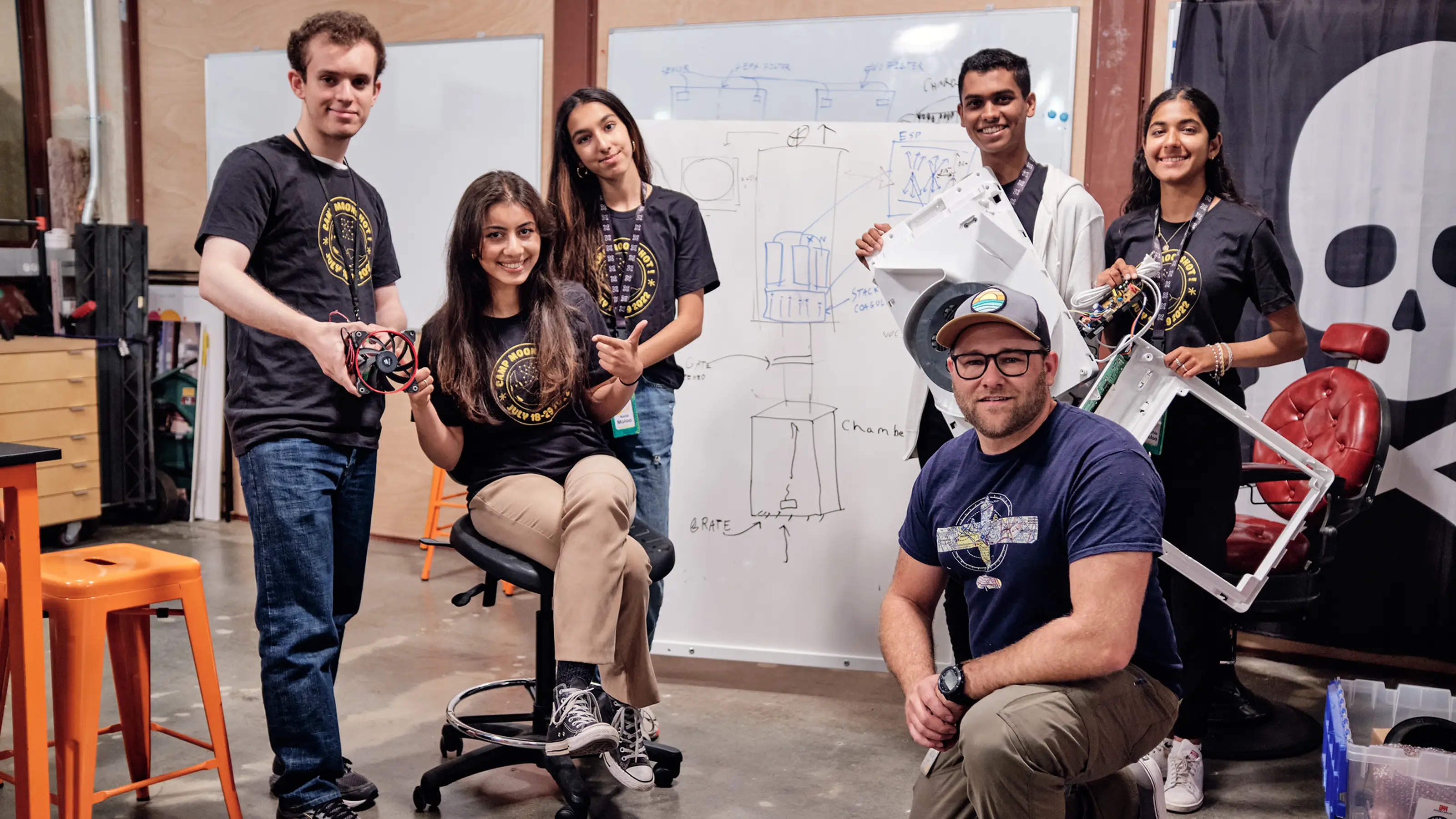 students show their project in classroom