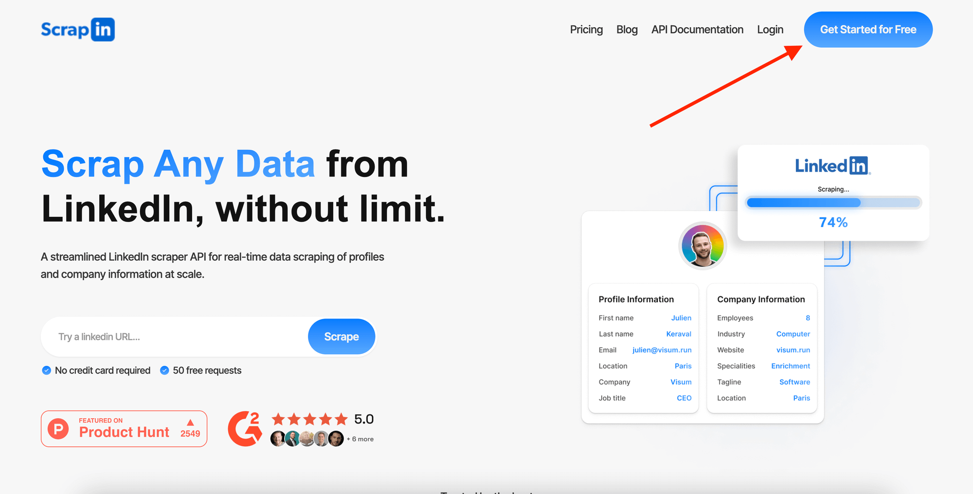 ScrapIn homepage