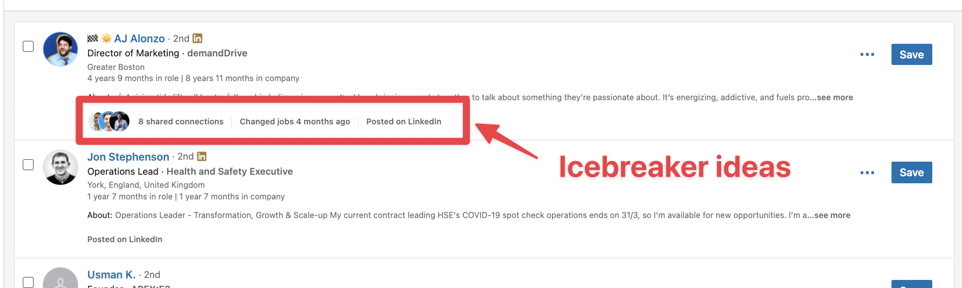 find icebreakers ideas with sales navigator