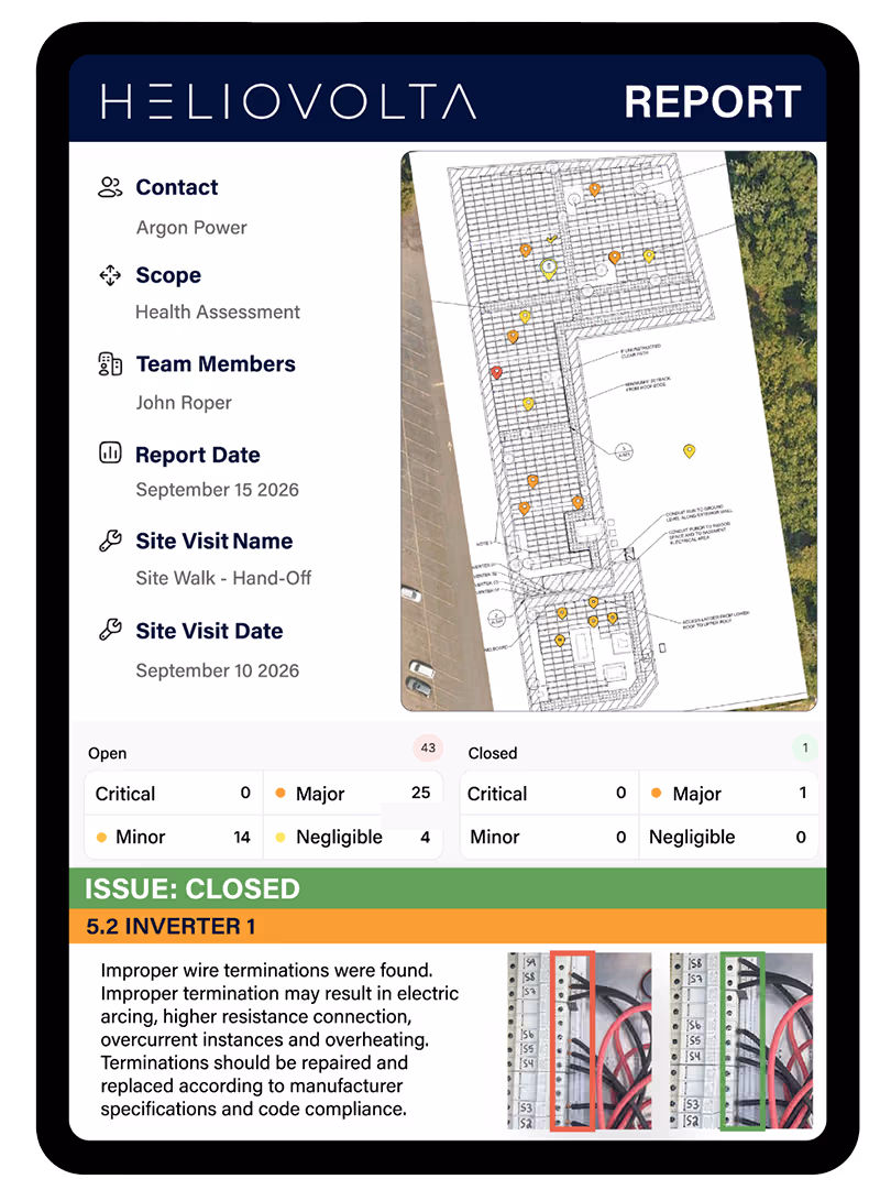 Graphic of a solar grade inspection report