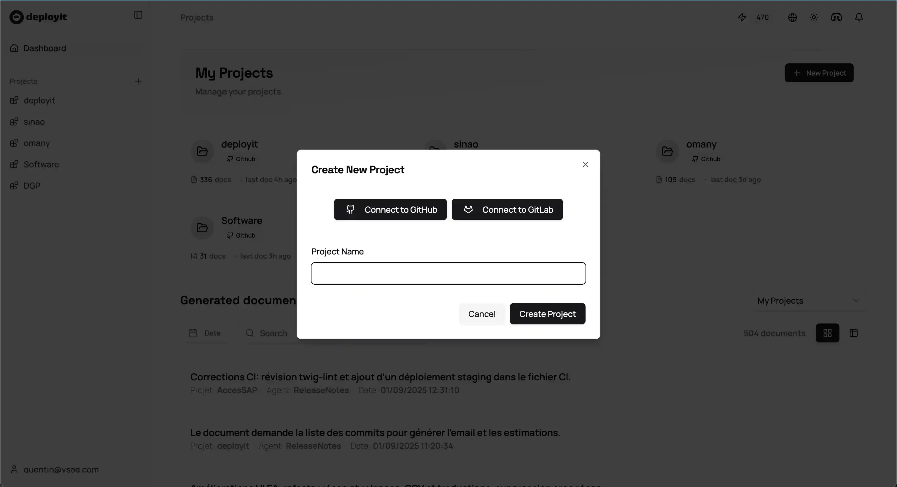 Create an new project in Deployit - Connect your Github