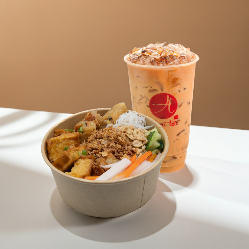 Golden Tofu Veggies Countryside Vermicelli Bowl Meal