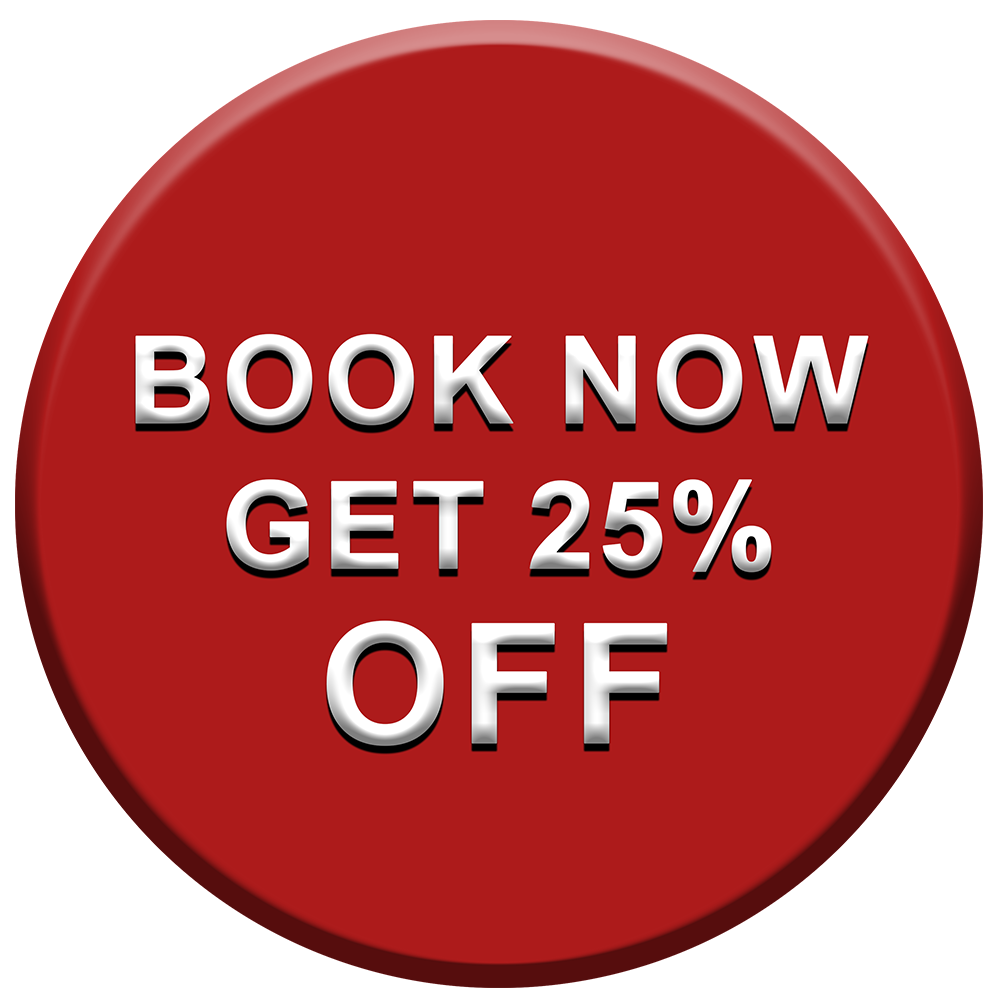 Book Now Get 25% Off Button