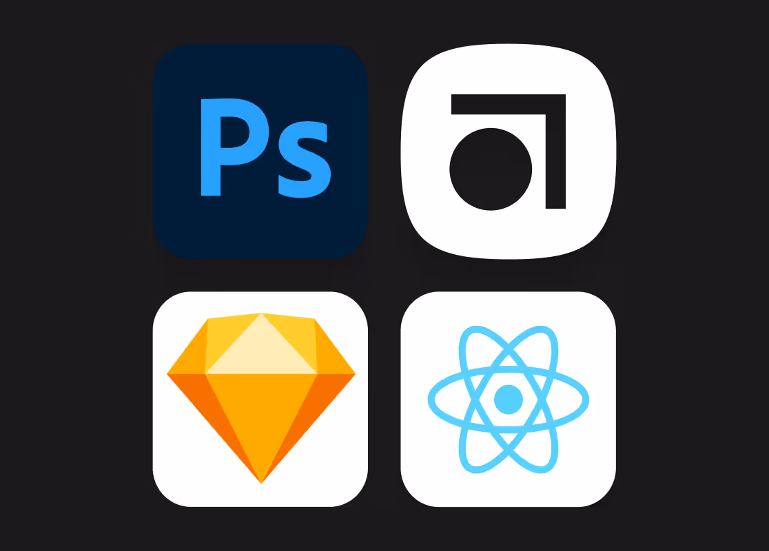 Photoshop, Sketch and React icons - the main tools used for this project
