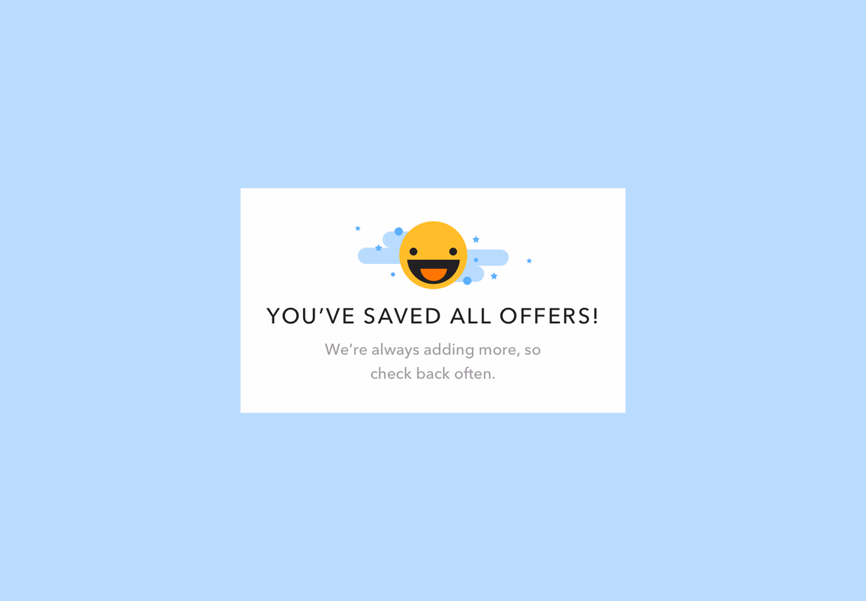 Mobii redesign of all offers saved modal.