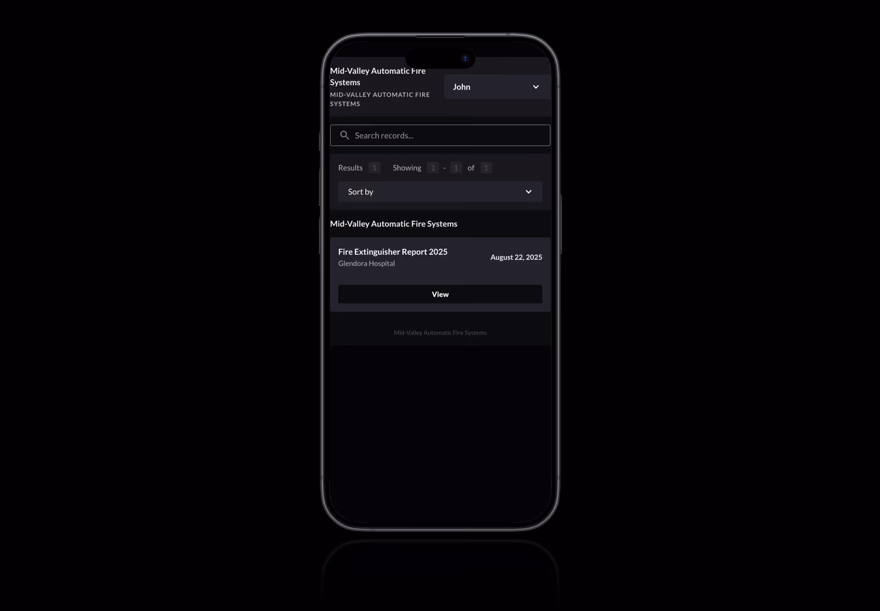 Client portal mobile dashboard.