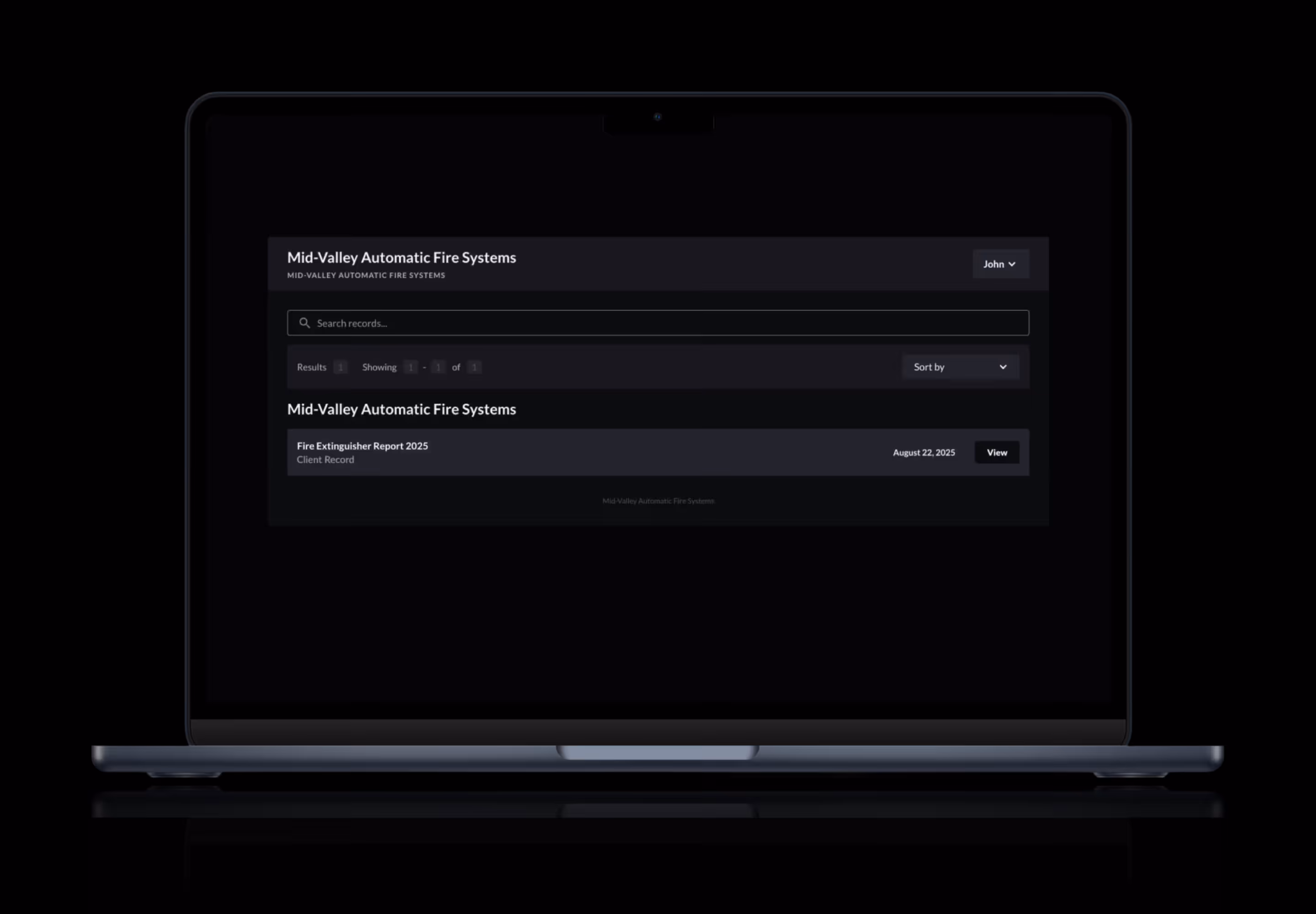 Client portal dashboard.
