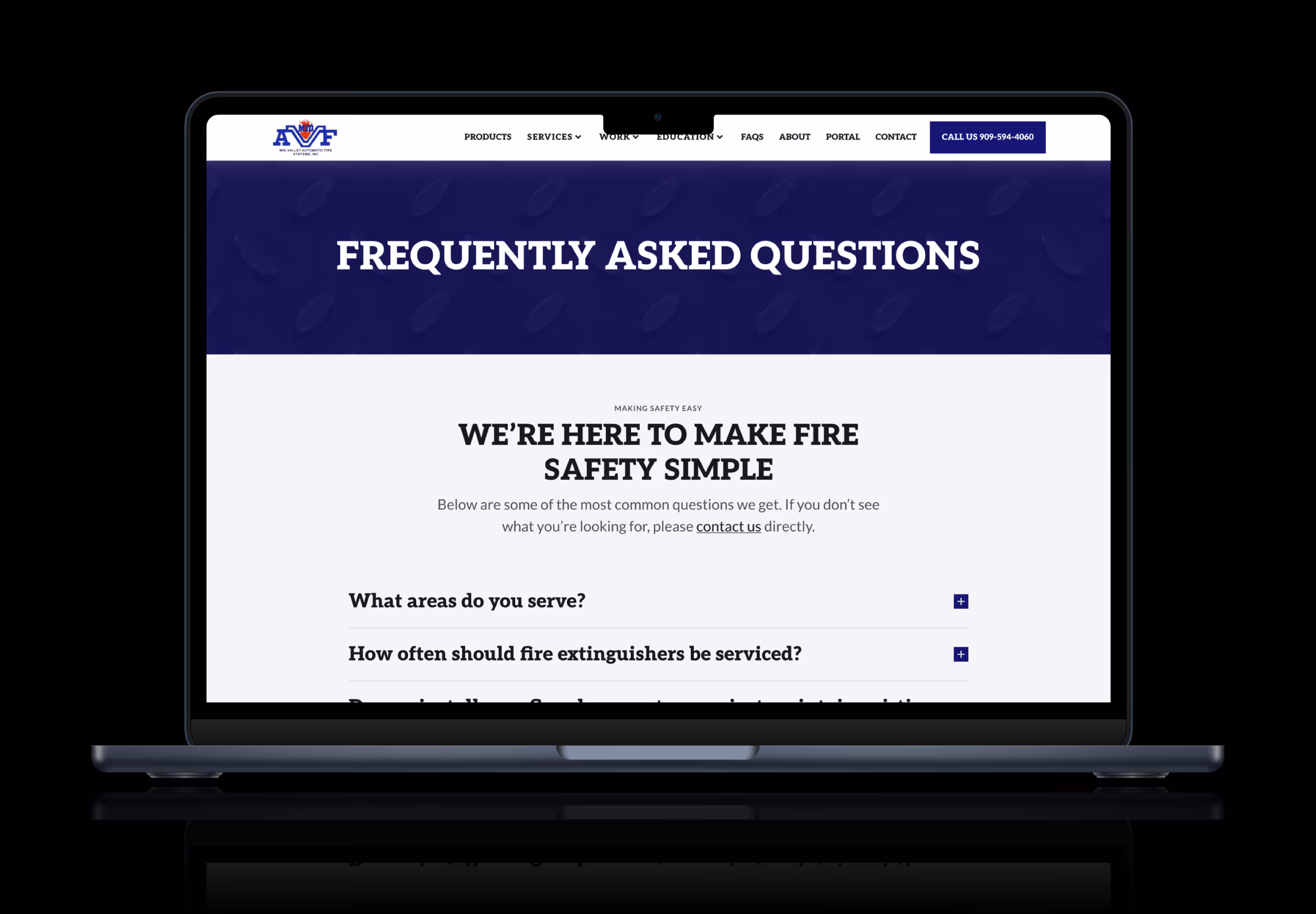 Shot of the FAQs page.
