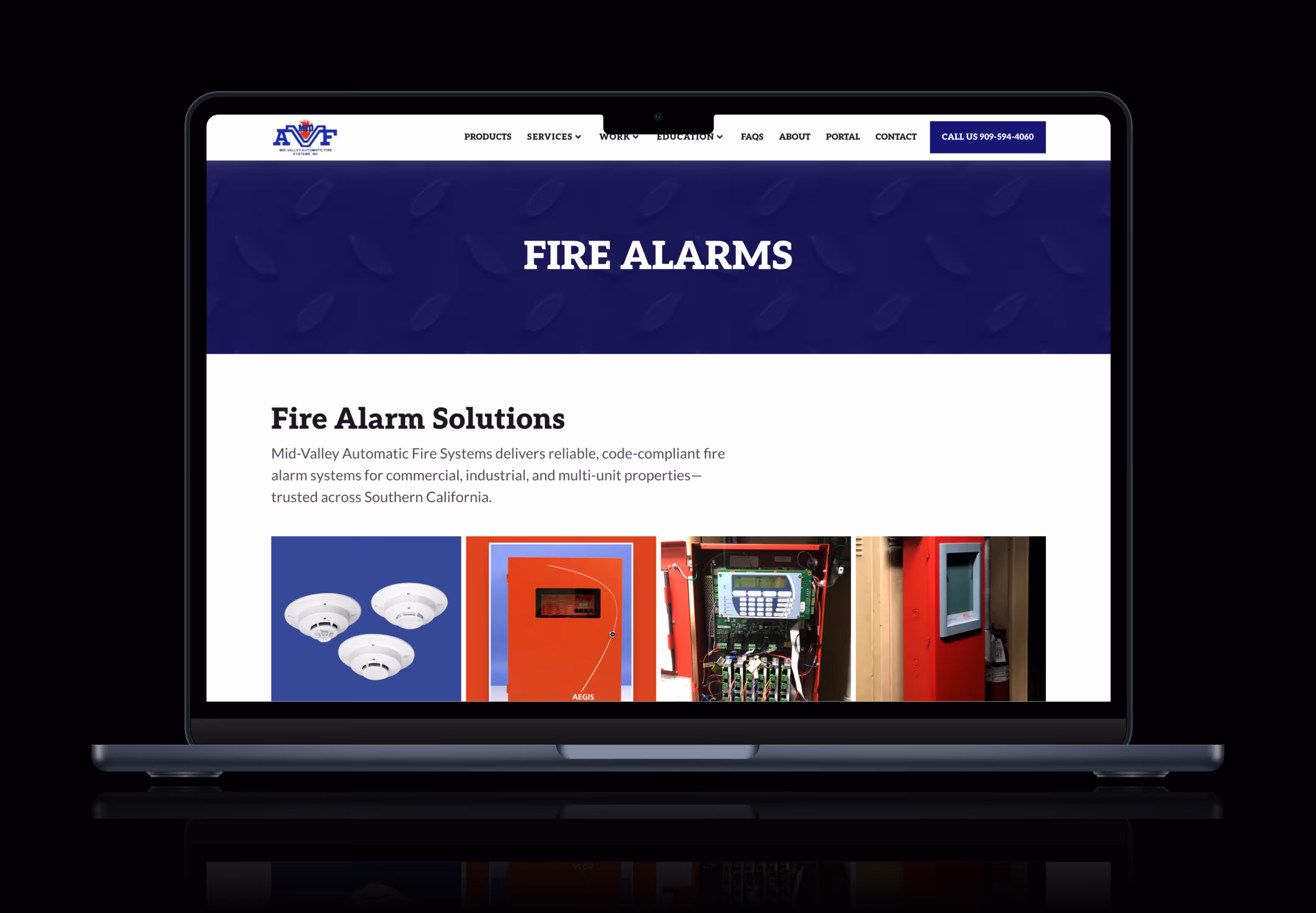 Shot of the Fire Alarms page.