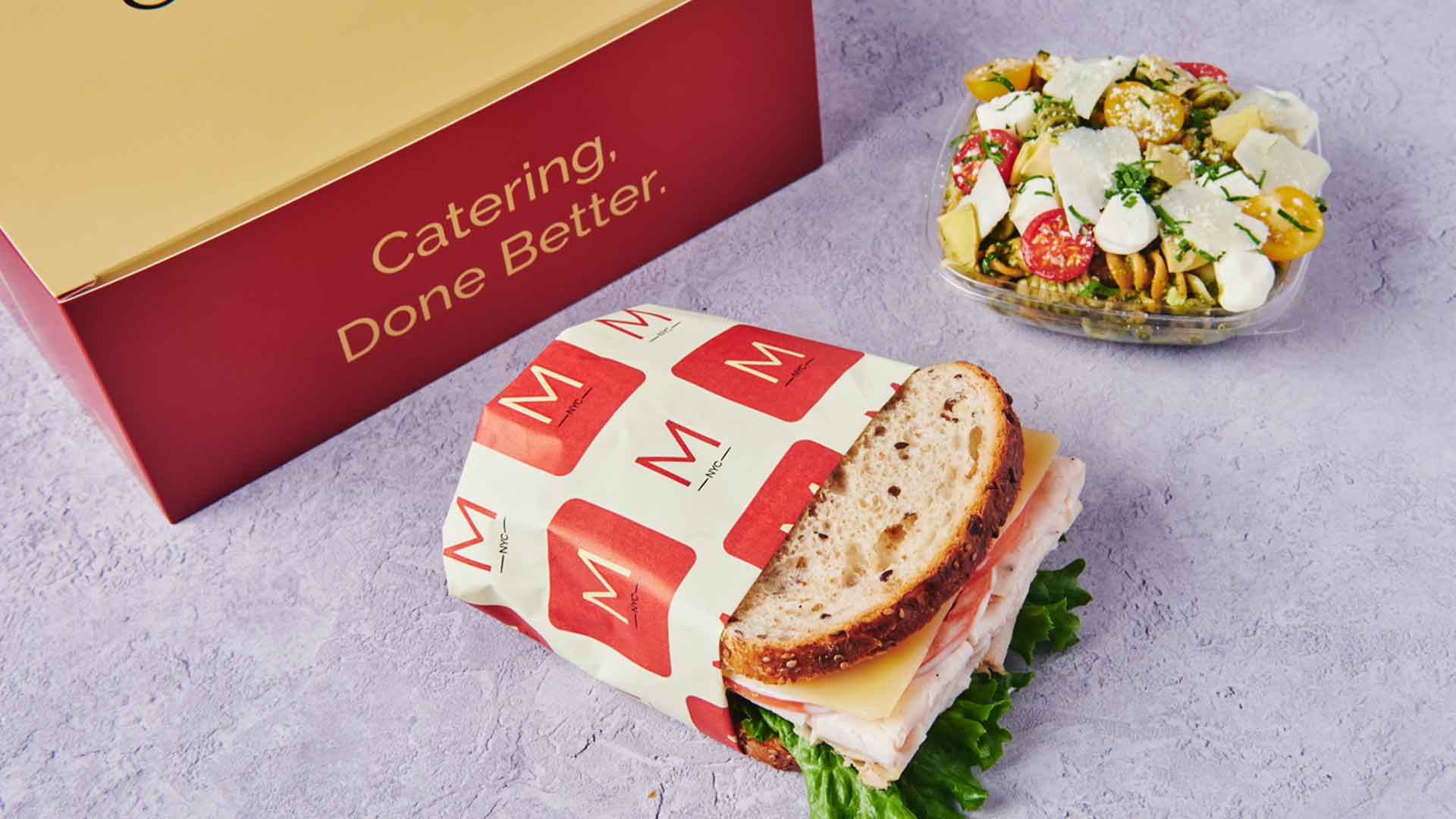 Metro Catering’s Sandwich Package 1 is a convenient, individually packaged lunch with a fresh sandwich and side salad