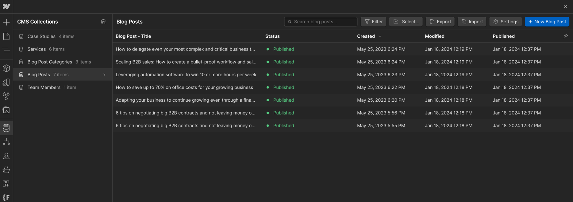 CMS Collection - Expert X Webflow Template