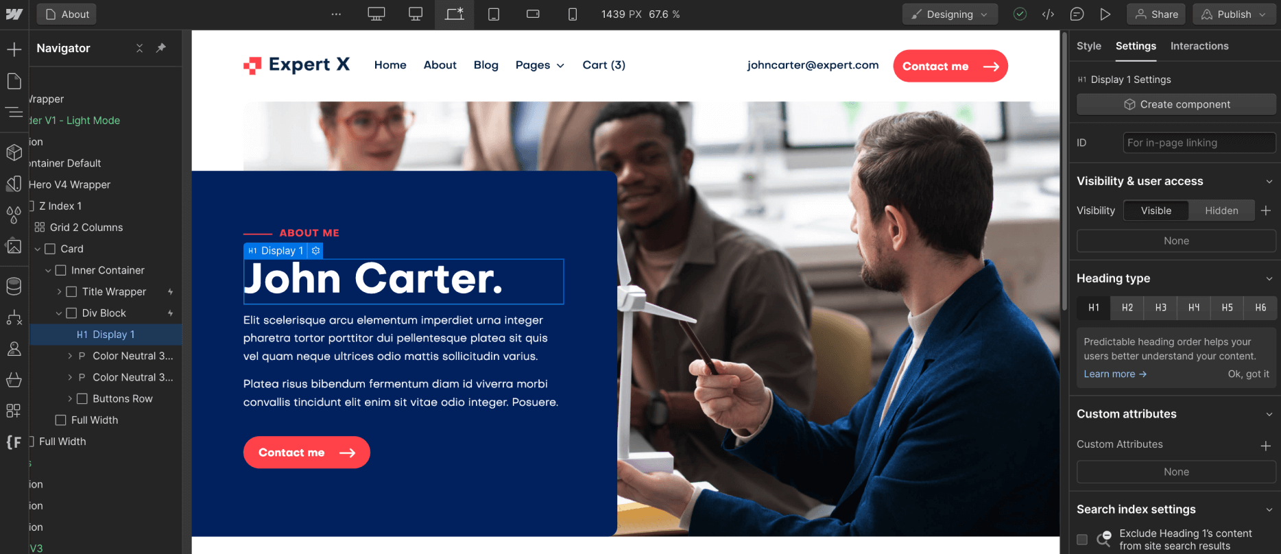 Static Content - Expert X Webflow Template