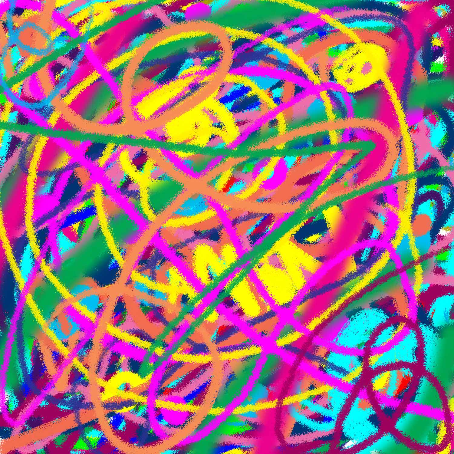 A mess of lines and bright colors layered on top of each other