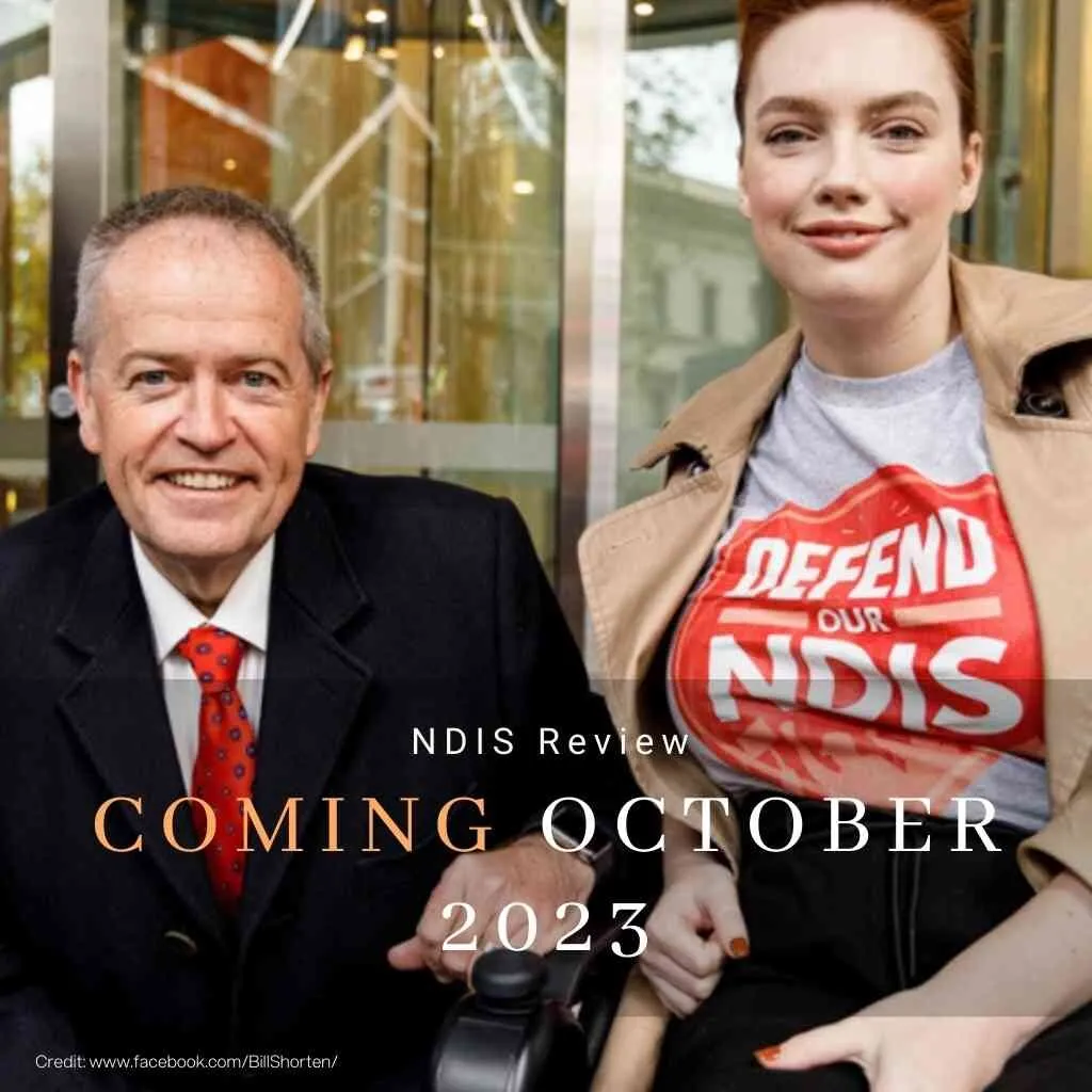 Minister Bill Shorten and disability rights advocate Elly Desmarchelier.