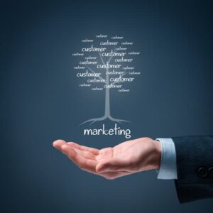 Hand holding a word tree symbolising marketing and building lasting NDIS participant relationships.