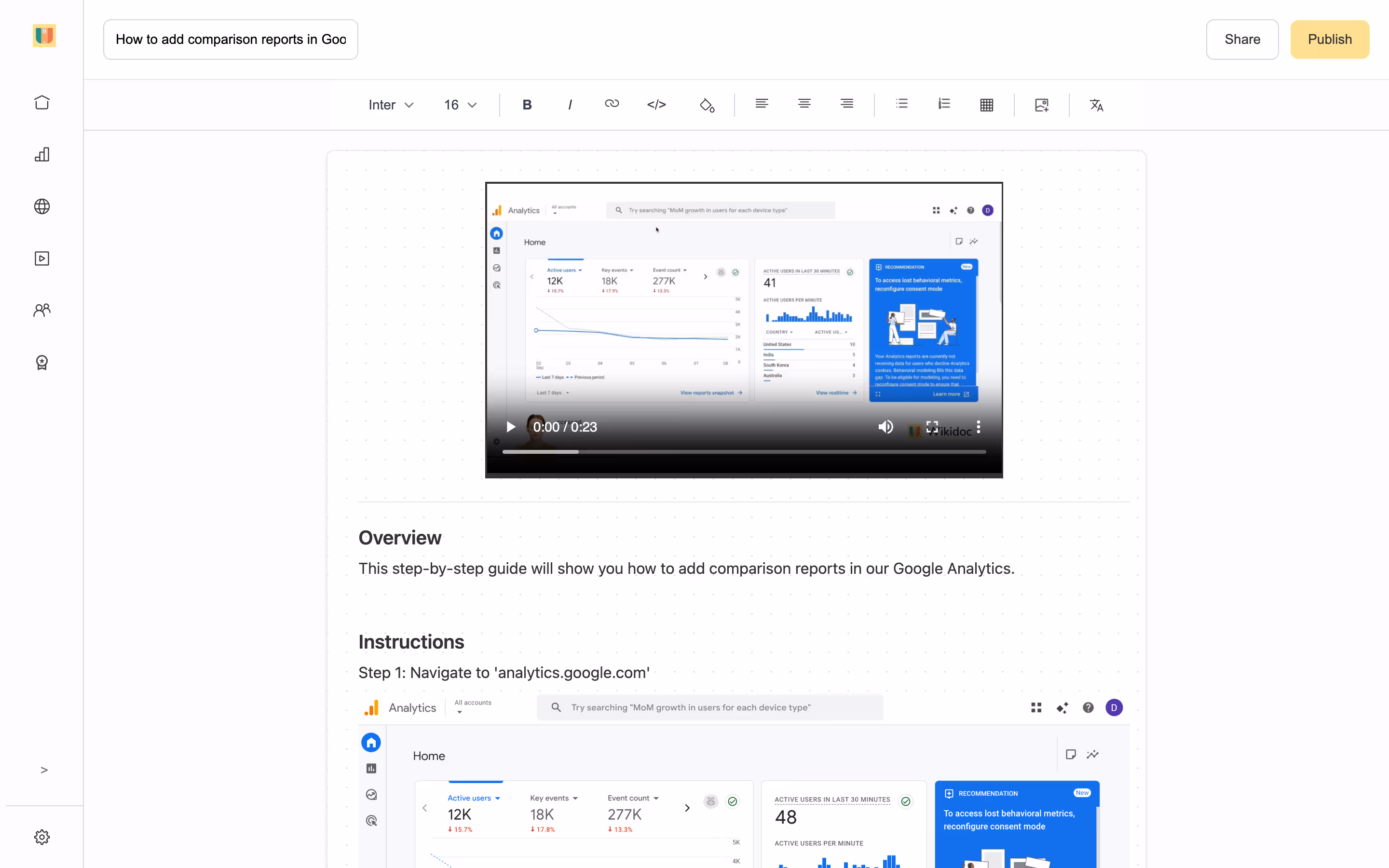 Wikidoc's main document page interface