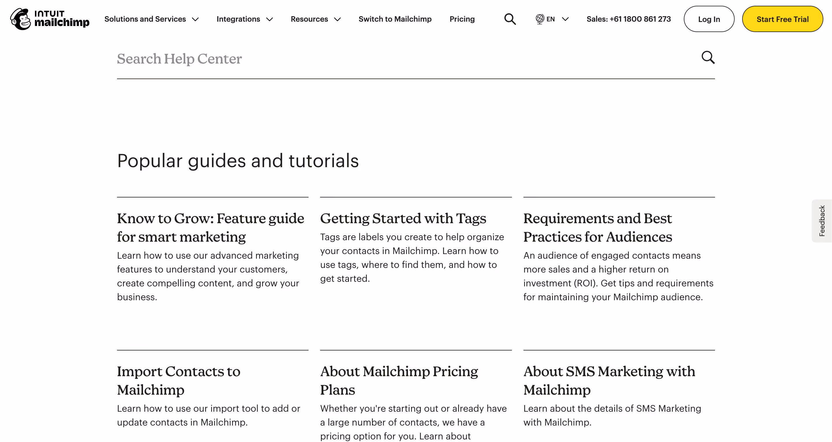 Mailchimp Help Center Interface