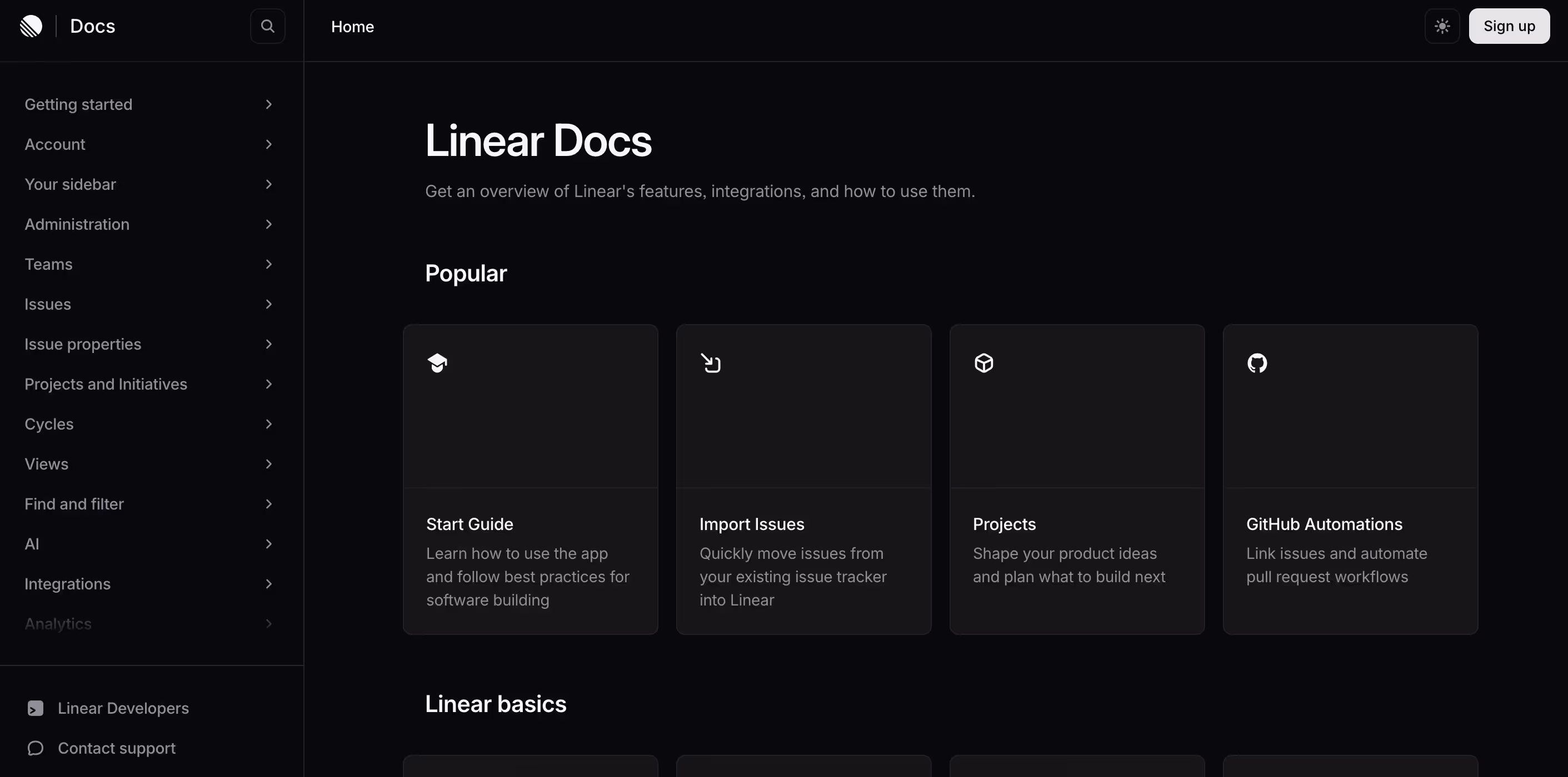 Linear Documentation Site