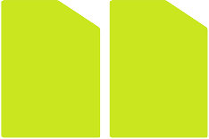 Two lime green quotation marks side by side on a white background.