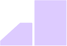 Two solid purple shapes on a white background: a smaller square with one corner cut diagonally on the left and a larger rectangle on the right.