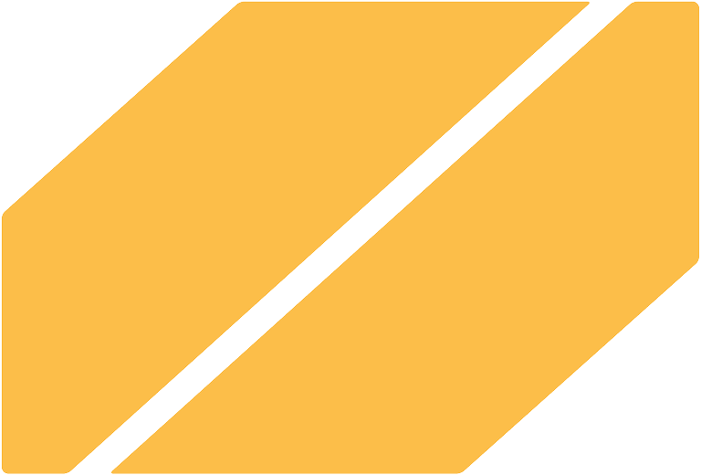 Two parallel, elongated orange parallelograms with rounded corners separated by a narrow black gap.