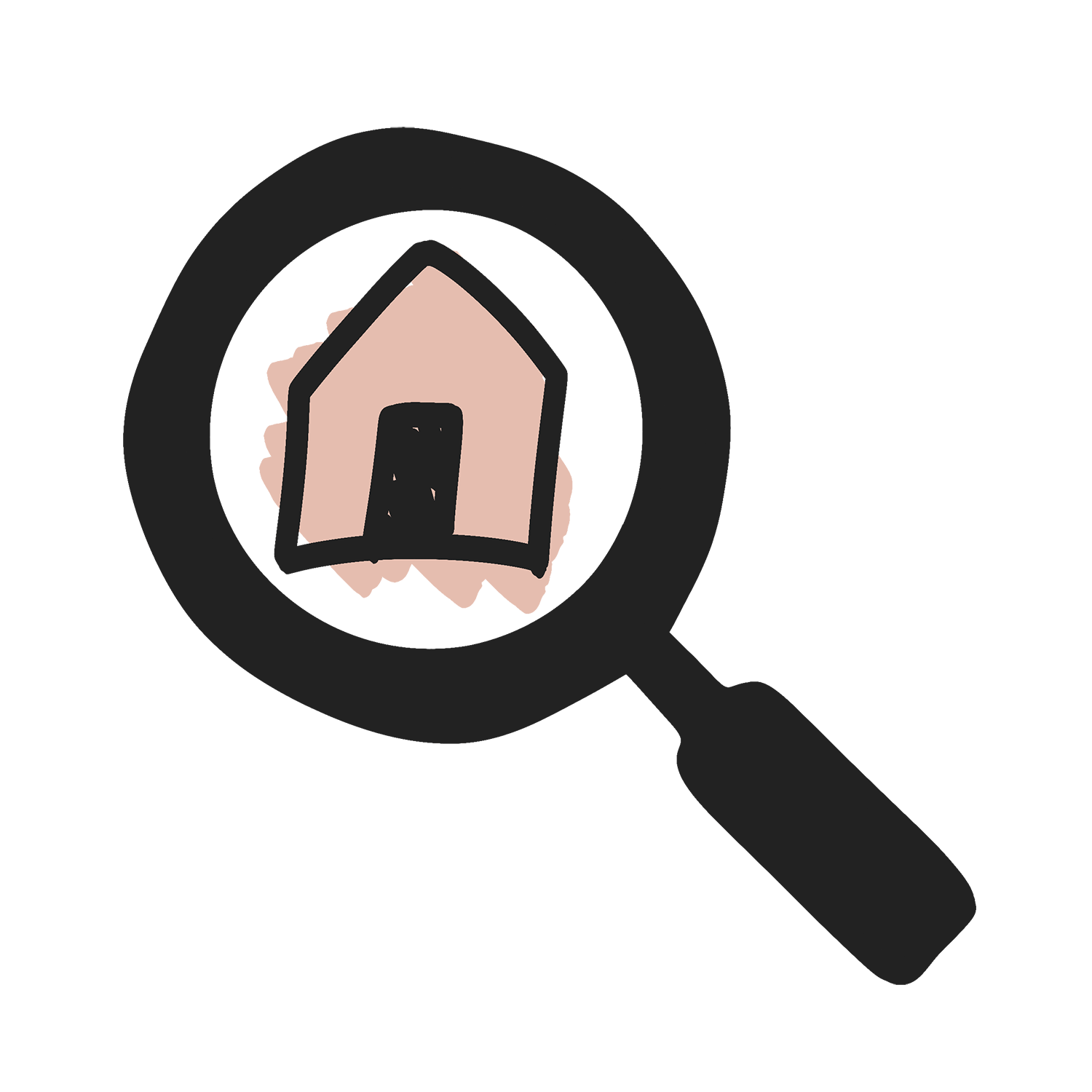 Magnifying glass focusing on a house