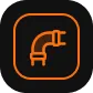 Bent pipe icon in orange and black with rounded square background