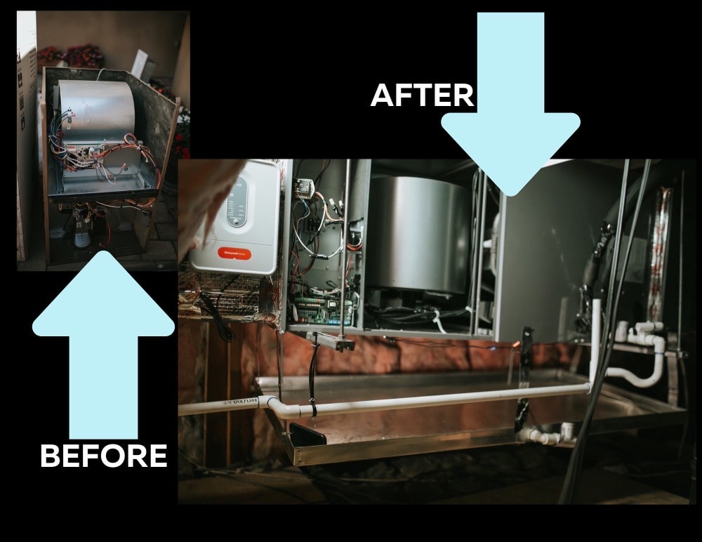 Before and after comparison of electrical equipment installation and cleanup