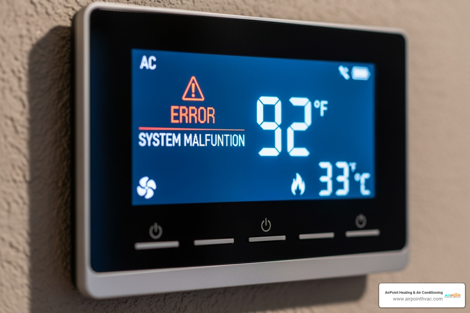AC thermostat showing an error or high temperature - AC repair Yorba Linda