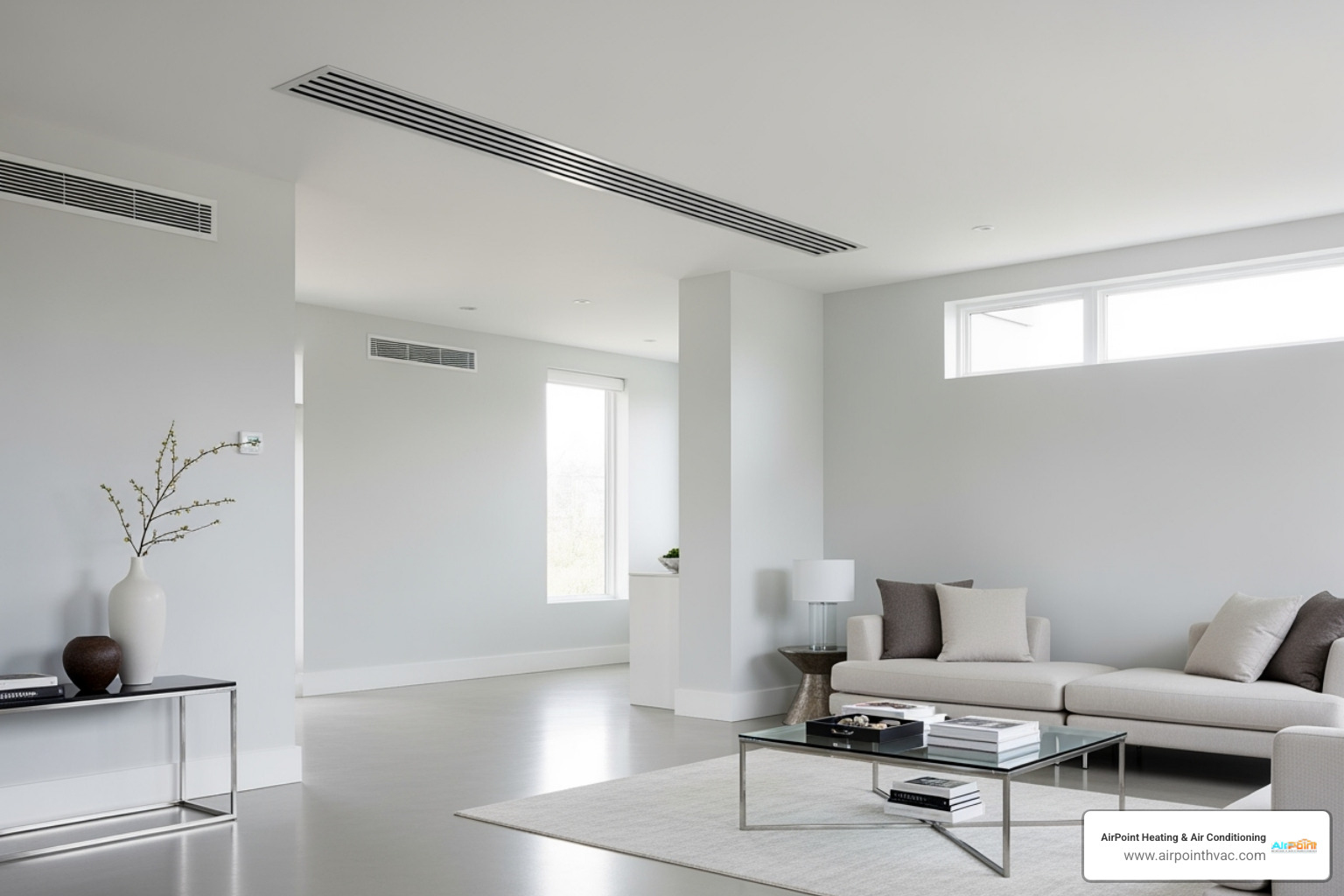 clean home interior with a modern HVAC system vent visible - Huntington Beach air quality