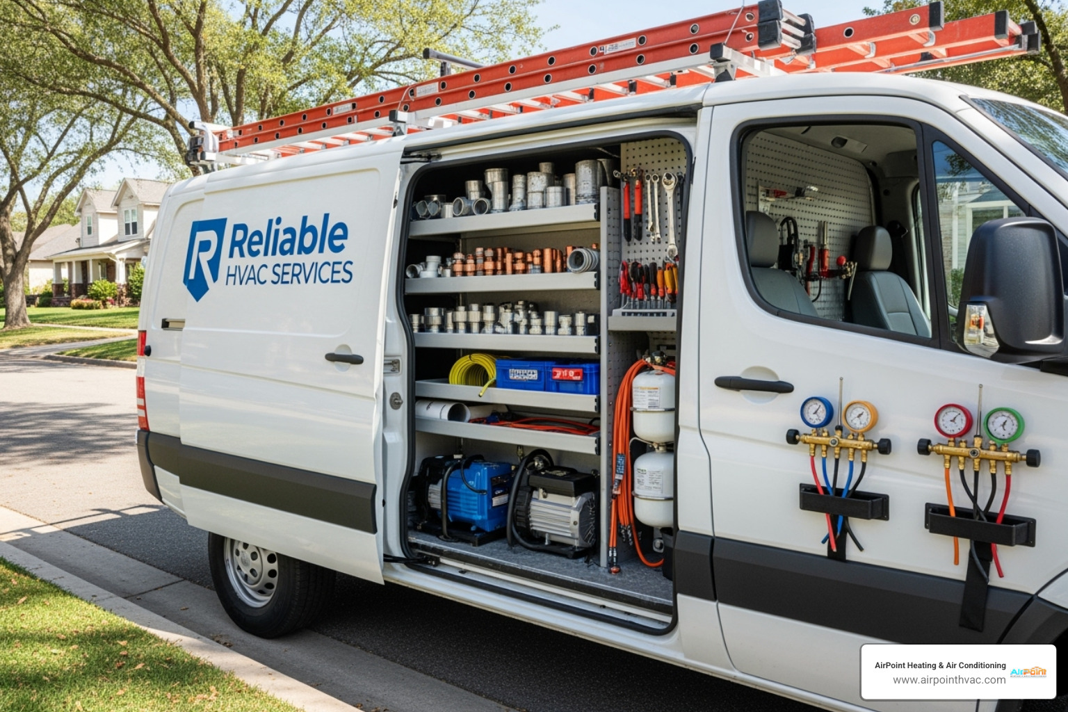 Well-stocked HVAC service van - 24 hour HVAC service