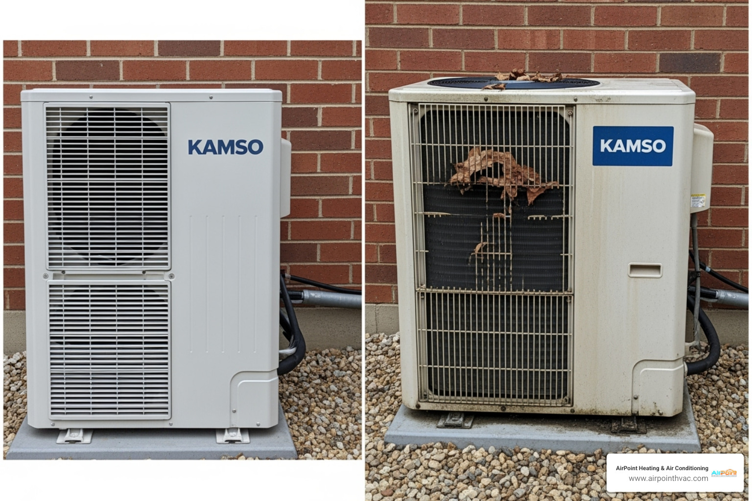 A new, efficient ductless outdoor unit next to an old, worn-out one - Ductless AC Huntington Beach