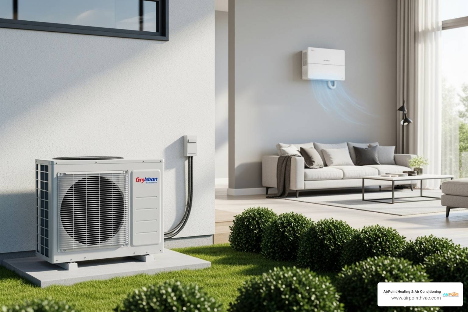 Different AC unit types (a central unit, a ductless mini-split on a wall) - ac installation huntington beach ca
