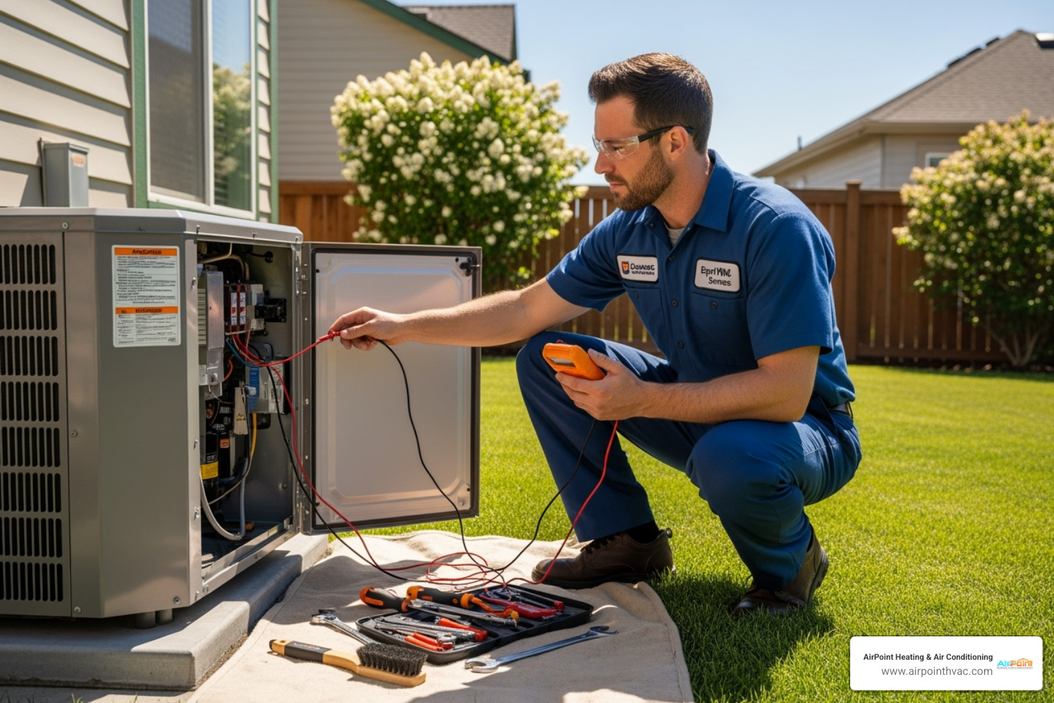 Technician performing routine maintenance on an AC unit - emergency air conditioning repair in beverly hills ca